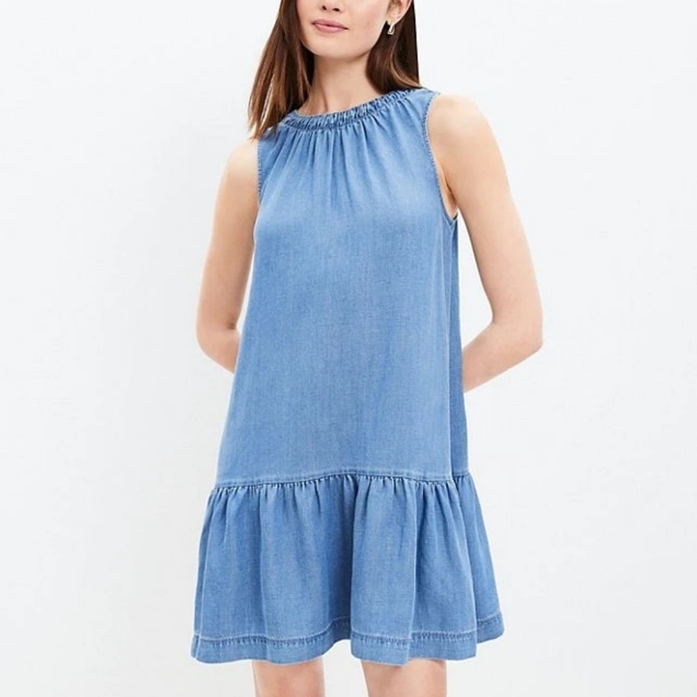 LOFT Blue Denim Texture Dress